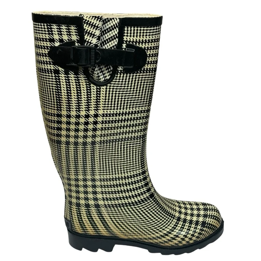 Corkys Houndstooth Rain Boots Size 6 Right Boot /Yellow Discoloration Work Boots